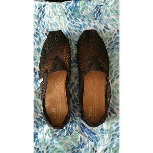 Toms Black Lace Flats Womens 7.5